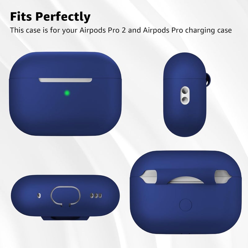 Tandoler Compatible with Airpods Pro 2 Case, Soft Silicone Skin Cover Protective Cases with Cleaner kit and Lanyard Compatible for AirPod Pro 2nd Generation, Front LED Visible - Diamond Blue - Image 5
